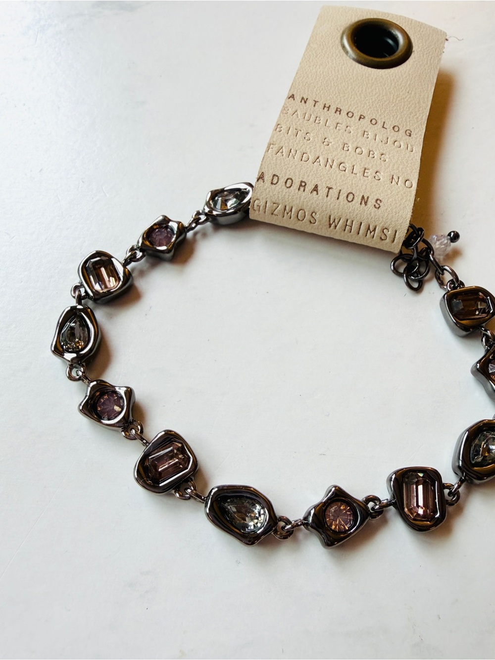 NWT Anthropologie Colorful Stone Bracelet Gunmetal